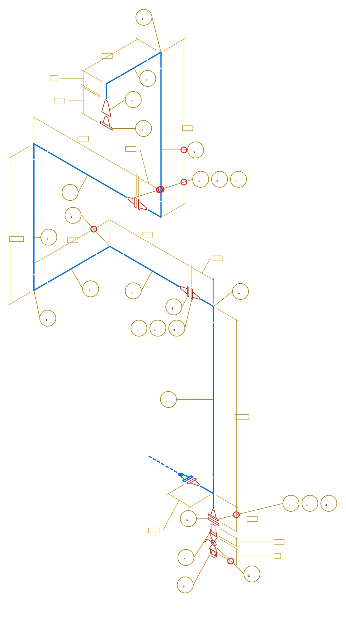 An isometric as generated, with callout bubbles colliding
